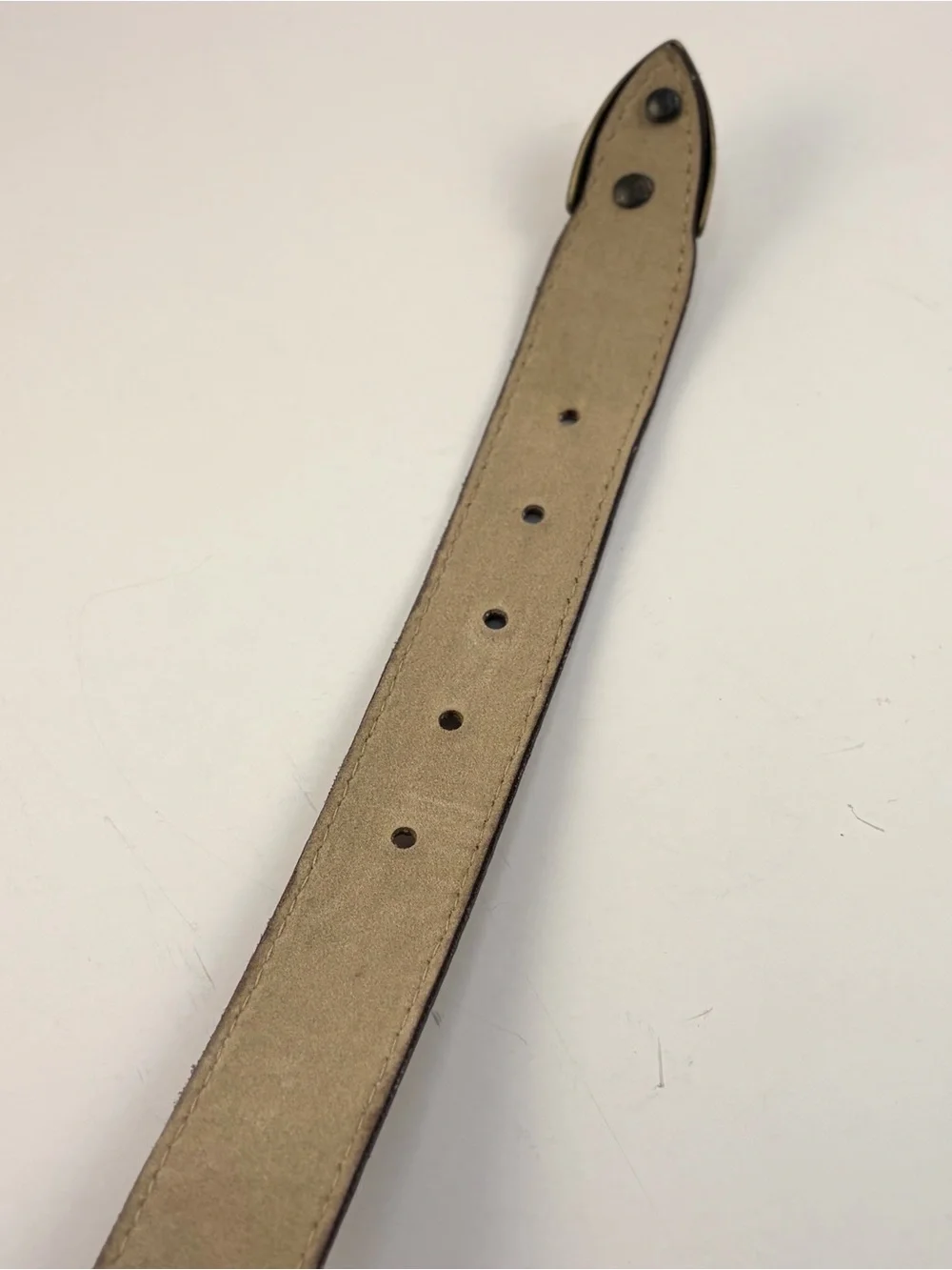 Vintage Brown Faux Crocodile Alligator Leather Belt Brass Buckle Tip Size 12 USA